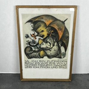 Vintage B Hummel Framed Print 1937 Ars Sacra Josef Muller Munich German Poem Art